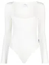 Courrèges Logo-patch Ribbed Cotton Bodysuit In White