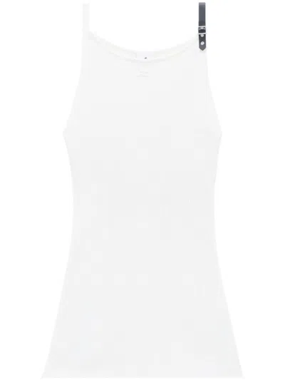 Courrèges Logo-patch Ribbed-knit Dress In 白色