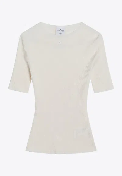 COURRÈGES LOGO PATCH RIBBED KNIT TOP