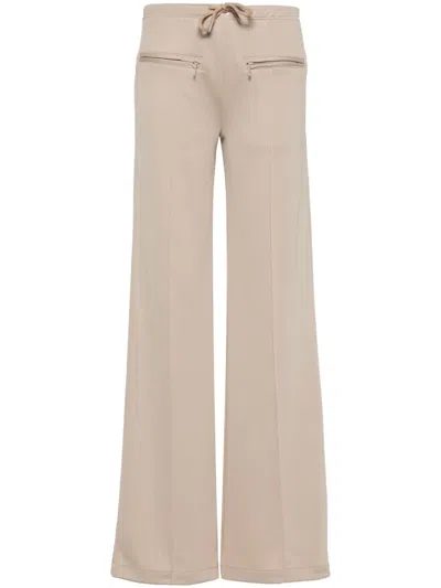 Courrèges Logo-patch Ribbed Trousers In 1007 Sand
