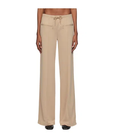 Courrèges Logo-patch Ribbed Trousers In Nude