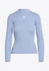 Courrèges Mockneck Rib Knit Sweater In Sky