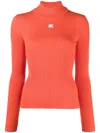 Courrèges Logo-patch Roll Neck Jumper In 橘色