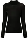 Courrèges Logo-patch Roll-neck Top In Black