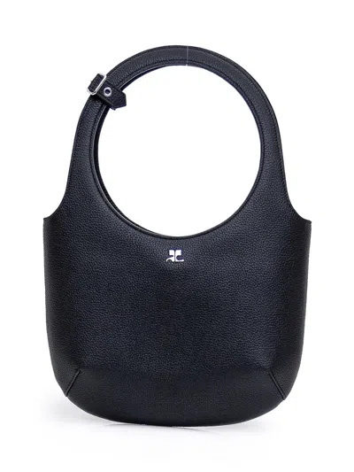 Courrèges Logo Patch Shoulder Bag In Black