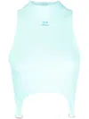 Courrèges Logo-patch Sleeveless Cropped Top In Blau