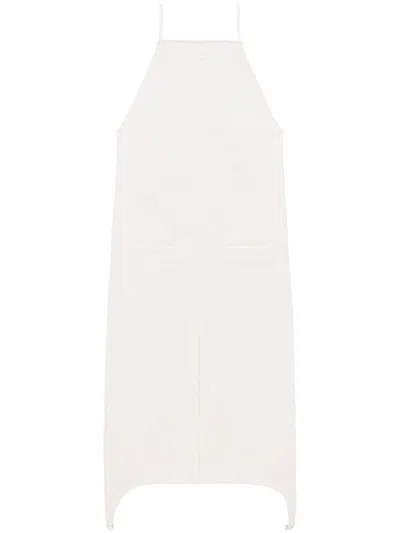 Courrèges Logo-patch Sleeveless Midi Dress In Weiss