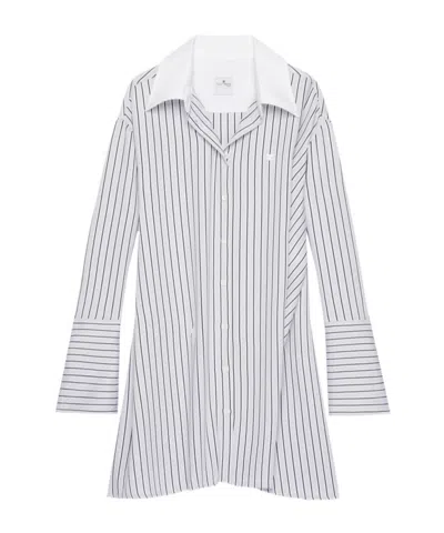 Courrèges Logo-patch Striped Shirt In White