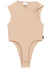 Courrèges Logo-patch Twist-detail Bodysuit In 1019 Dune