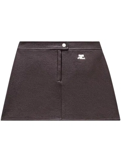 COURRÈGES LOGO-PATCH VINYL SKIRT