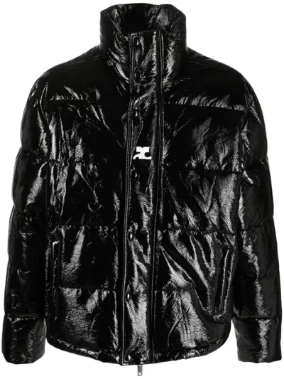 COURRÈGES LOGO-PATCH VYNIL PUFFER JACKET