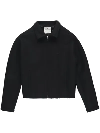 Courrèges Zipped Wool Shirt Jacket In Black