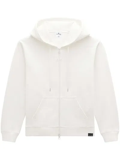 Courrèges Logo-patches Zip-up Hoodie In White