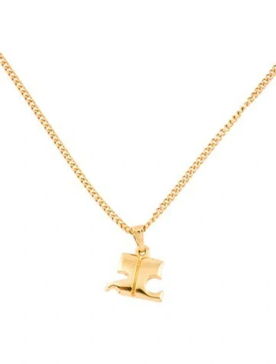 Pre-owned Courrèges Logo Pendant Necklace, 18" In Multi