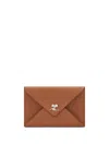 Courrèges Logo-plaque Leather Cardholder In Brown