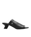Courrèges Stretch Leather Peep Toe Mules Sculpted Heel In Black