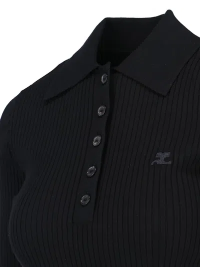 Courrèges Logo Polo Shirt In Black
