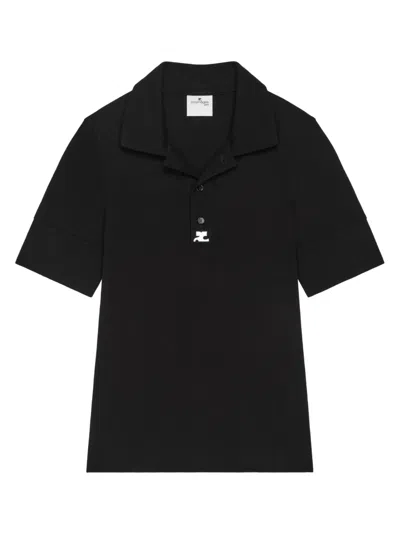 Courrèges Logo Polo Shirt In Black