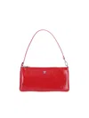 Courrèges Rectangular Handbag With Glossy Textured Finish And Silver Hardware In Red