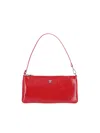 Courrèges Rectangular Handbag With Glossy Textured Finish And Silver Hardware In Red