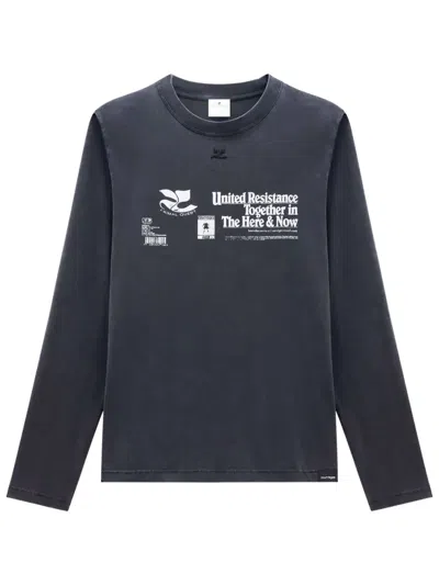 Courrèges Logo-print Cotton Sweatshirt In Grey
