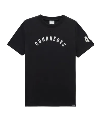 Courrèges Logo-print Cotton T-shirt In Black