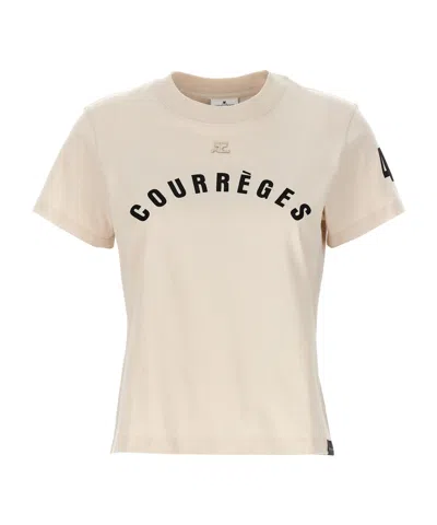 COURRÈGES LOGO-PRINT COTTON T-SHIRT