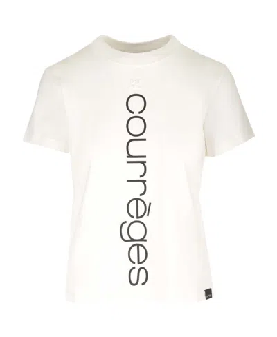 COURRÈGES COURRÈGES LOGO PRINTED CREWNECK T-SHIRT