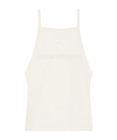 Courrèges Logo-print Cotton Tank Top In White