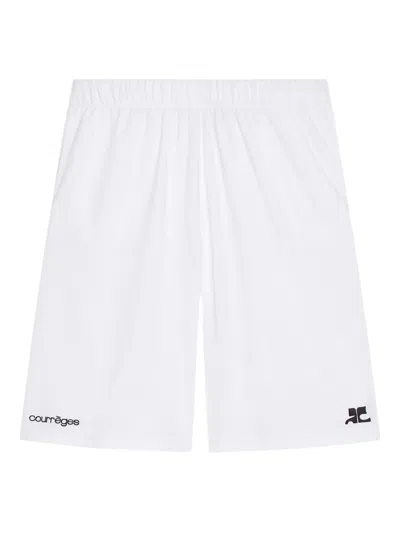 Courrèges Logo-print Elasticated-waistband Shorts In Multi