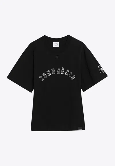 COURRÈGES LOGO PRINT FITTED T-SHIRT
