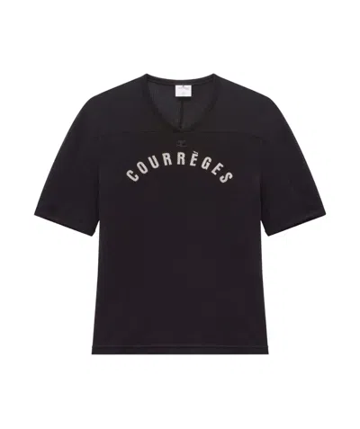 Courrèges Logo-print Mesh T-shirt In Black