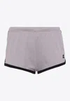 Courrèges Logo Print Mini Shorts In Gray