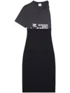 Courrèges Logo-print Panelled Midi Dress In Black