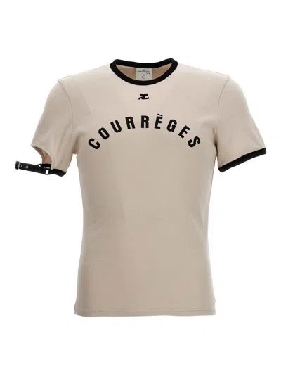 Courrèges Logo Print T-shirt In White