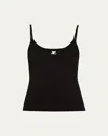 Courrèges Logo Ribbed Knit Tank Top In Black