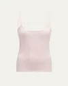 Courrèges Logo Ribbed Knit Tank Top In Pale Pink