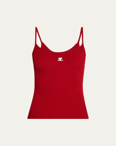 COURRÈGES LOGO RIBBED KNIT TANK TOP