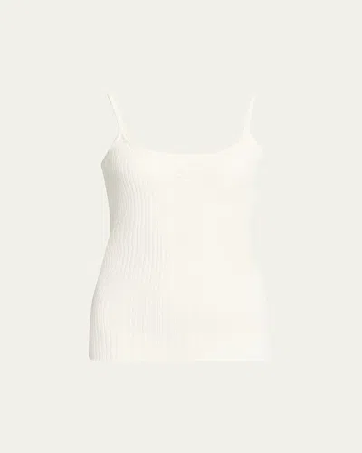 Courrèges Logo Ribbed Knit Tank Top In White
