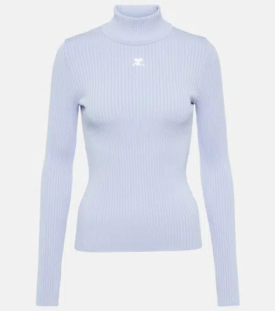 Courrèges Black Ribbed Turtleneck Sweater
