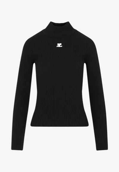 COURRÈGES LOGO RIBBED SWEATER