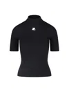 Courrèges Reedition Short Sleeves Rib Knit Sweater