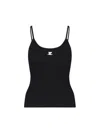 Courrèges Reedition Logo Ribbed-knit Tank In Black
