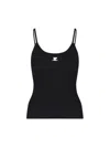 Courrèges Reedition Logo Ribbed-knit Tank In Black