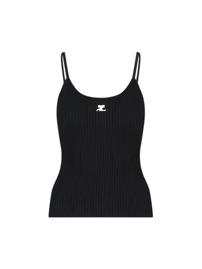 COURRÈGES LOGO RIBBED TOP