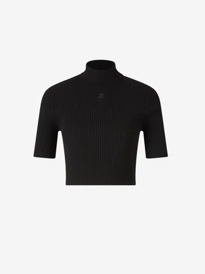 Courrèges Pullover Aderente Solar Light Rib In Black