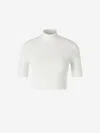 Courrèges White Reedition Short Sleeves Rib Knit Sweater In 0001 Heritage White