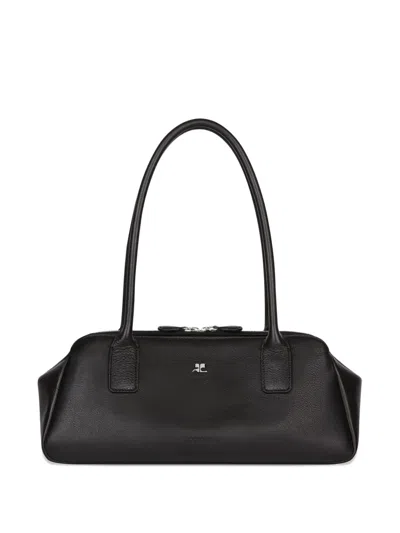 Courrèges Logo Shoulder Bag In Black