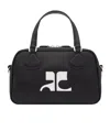 Courrèges Rectangular Black Cowhide Leather Shoulder Bag With Contrasting Logo In Black