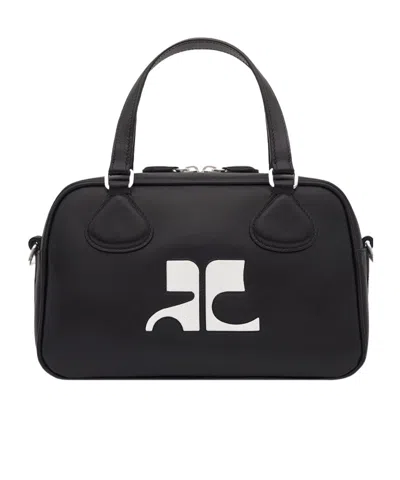 Courrèges Logo Shoulder Bag In Black